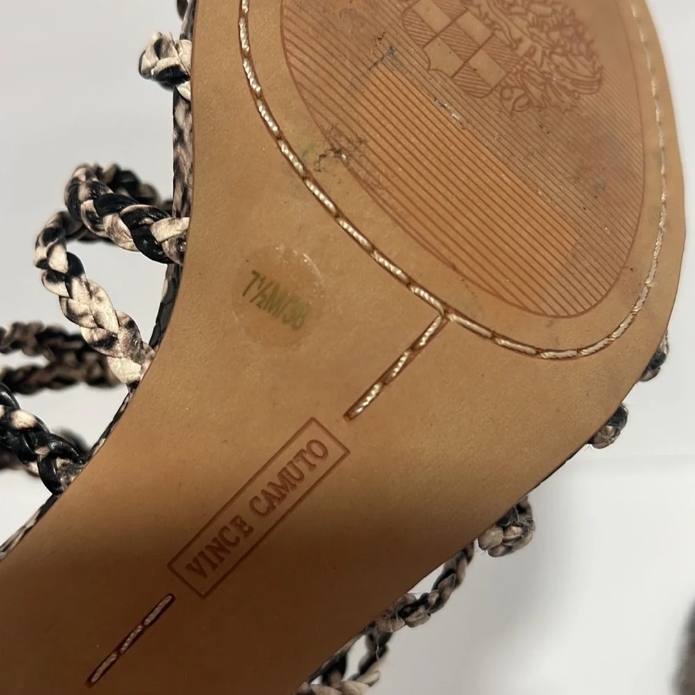VINCE CAMUTO Women's Strappy Snake Print Heels Sz 7.5 - Picture 7 of 9